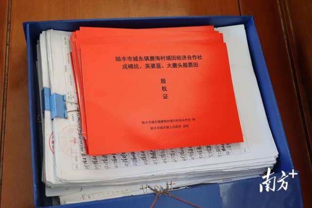 城东街道磨海村村民参与“股票田”项目后获得的“股权证”，这是陆丰市首批“股权证”。郭杨阳 摄