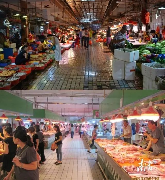 汕尾市城区荣泰市场整治前后对比图。 图片